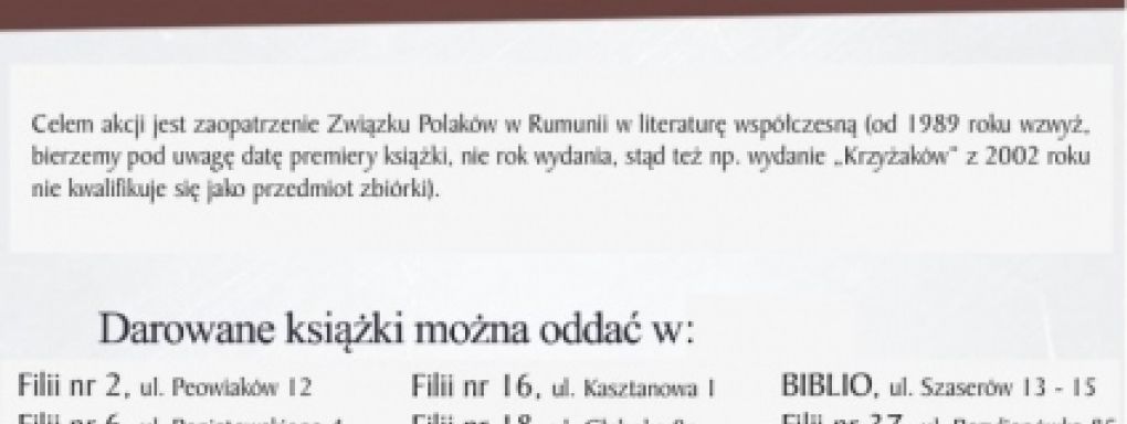 Zbiórka książek dla mniejszości polskiej w Rumunii