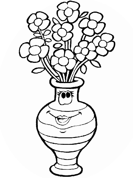 kolorowanka - Kwiatki w wazonie