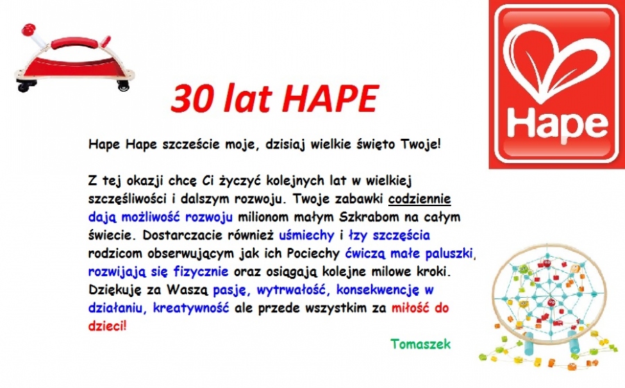 Wielki konkurs na 30 Urodziny Hape! (zakończony)