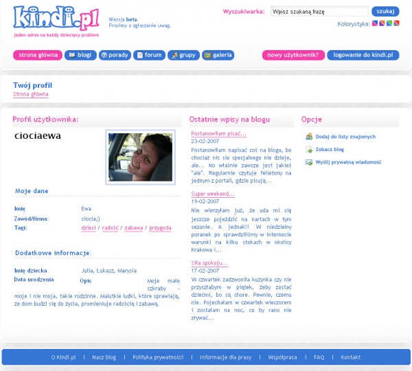 Kindi.pl - Twój profil