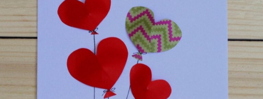 Kartka z balonikami w kształcie serc